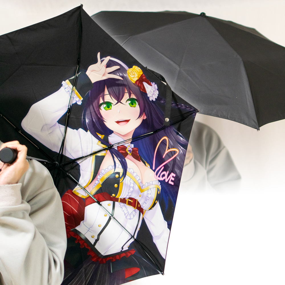 表は普通の柄で偽装して、裏面だけキャラをプリントするなども可能です。